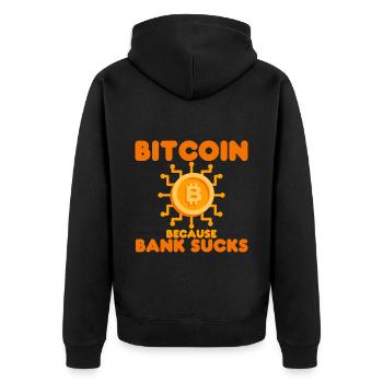 Bitcoin parce que la banque craint 2 - Veste à capuche bio Premium Unisexe - noir - Dos - Nico (187cm)
