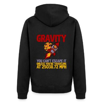 Gravity, You Can't Escape It 2 - Unisex Premium Organic Zip Hoodie - black - Back - Nico (187cm)