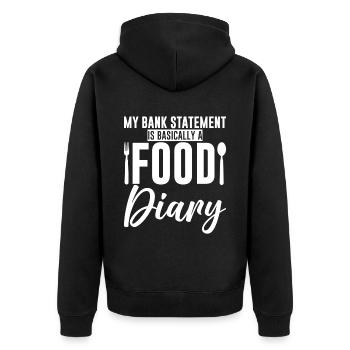 Mon relevé bancaire est essentiellement un journal alimentaire 4 - Veste à capuche bio Premium Unisexe - noir - Dos - Nico (187cm)