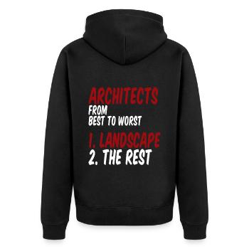 Architects From Best To Worst 1. Landscape 4 - Unisex Premium Bio Zip Hoodie - Schwarz - Hinten - Nico (187cm)