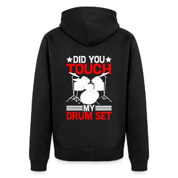 Did You Touch My Drum Set 16 - Unisex Premium Organic Zip Hoodie - black - Back - Nico (187cm)