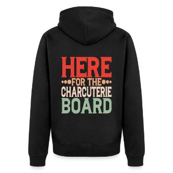 Here For The Charcuterie Board 13 - Unisex Premium Bio Zip Hoodie - Schwarz - Hinten - Nico (187cm)