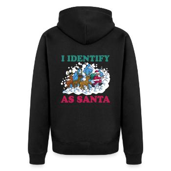 I Identify As Santa 16 - Unisex Premium Bio Zip Hoodie - Schwarz - Hinten - Nico (187cm)
