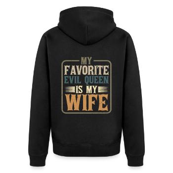 My Favorite Evil Queen Is My Wife 17 - Unisex Premium Bio Zip Hoodie - Schwarz - Hinten - Nico (187cm)