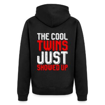 The Cool Twins Just Showed Up 25 - Unisex Premium Organic Zip Hoodie - black - Back - Nico (187cm)