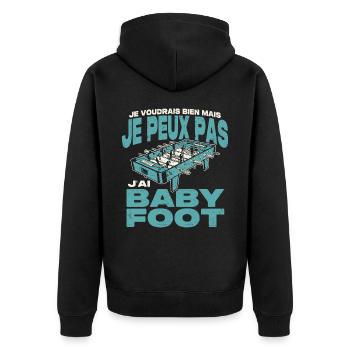 Je peux pas j'ai baby foot. - Veste à capuche bio Premium Unisexe - noir - Dos - Nico (187cm)