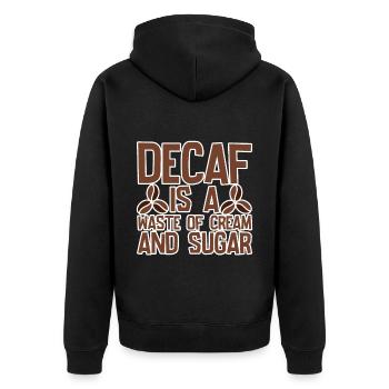 Le décaféiné est un gaspillage de crème et de sucre 4 - Veste à capuche bio Premium Unisexe - noir - Dos - Nico (187cm)