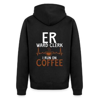 Er Ward Clerk I Run On Coffee 2 - Unisex Premium Bio Zip Hoodie - Schwarz - Hinten - Nico (187cm)