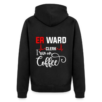 Er Ward Clerk I Run On Coffee 4 - Unisex Premium Bio Zip Hoodie - Schwarz - Hinten - Nico (187cm)
