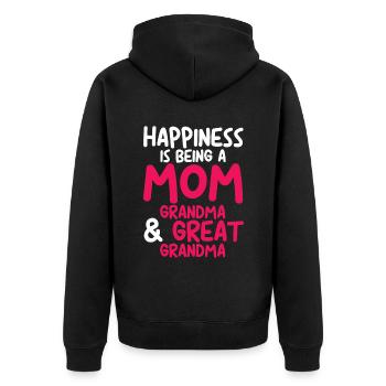Happiness Is Being A Mom, Grandma - Unisex Premium Bio Zip Hoodie - Schwarz - Hinten - Nico (187cm)