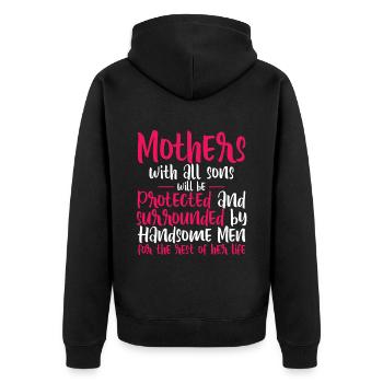 Mothers With All Sons Will Be Protected - Unisex Premium Organic Zip Hoodie - black - Back - Nico (187cm)