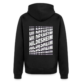 Hildesheim Allemagne City Font Skyline - Veste à capuche bio Premium Unisexe - noir - Dos - Nico (187cm)
