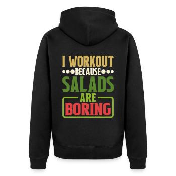 Je m’entraîne parce que les salades sont ennuyeuses 5 - Veste à capuche bio Premium Unisexe - noir - Dos - Nico (187cm)