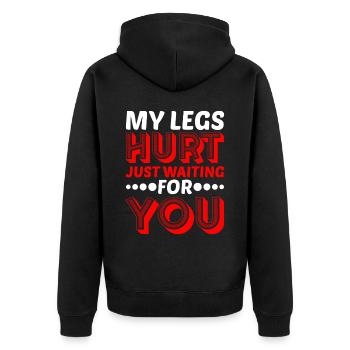 Mes jambes me font mal juste en attendant toi 14 - Veste à capuche bio Premium Unisexe - noir - Dos - Nico (187cm)