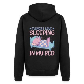 Les choses que j’aime, dormir dans mon lit 5 - Veste à capuche bio Premium Unisexe - noir - Dos - Nico (187cm)