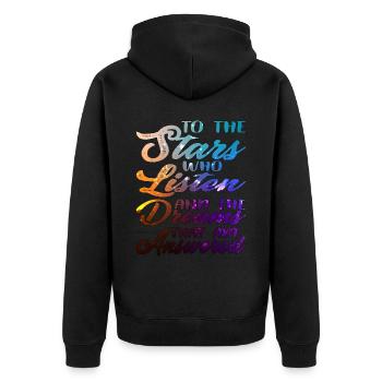 The Stars Who Listen The Dreams That Are Answered4 - Unisex Premium Organic Zip Hoodie - black - Back - Nico (187cm)
