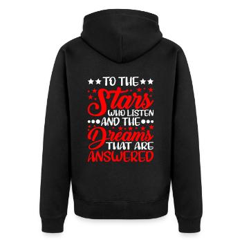 The Stars Who Listen The Dreams That Are Answered5 - Unisex Premium Organic Zip Hoodie - black - Back - Nico (187cm)