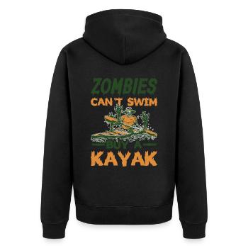 Zombies Can't Swim, Buy A Kayak 5 - Unisex Premium Bio Zip Hoodie - Schwarz - Hinten - Nico (187cm)