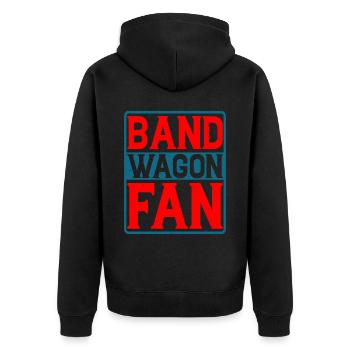 Bandwagon Fan 5 - Unisex Premium Bio Zip Hoodie - Schwarz - Hinten - Nico (187cm)