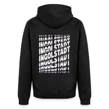 Ingolstadt Deutschland Stadt Schrift Skyline - Unisex Premium Bio Zip Hoodie - Schwarz - Hinten - Nico (187cm)