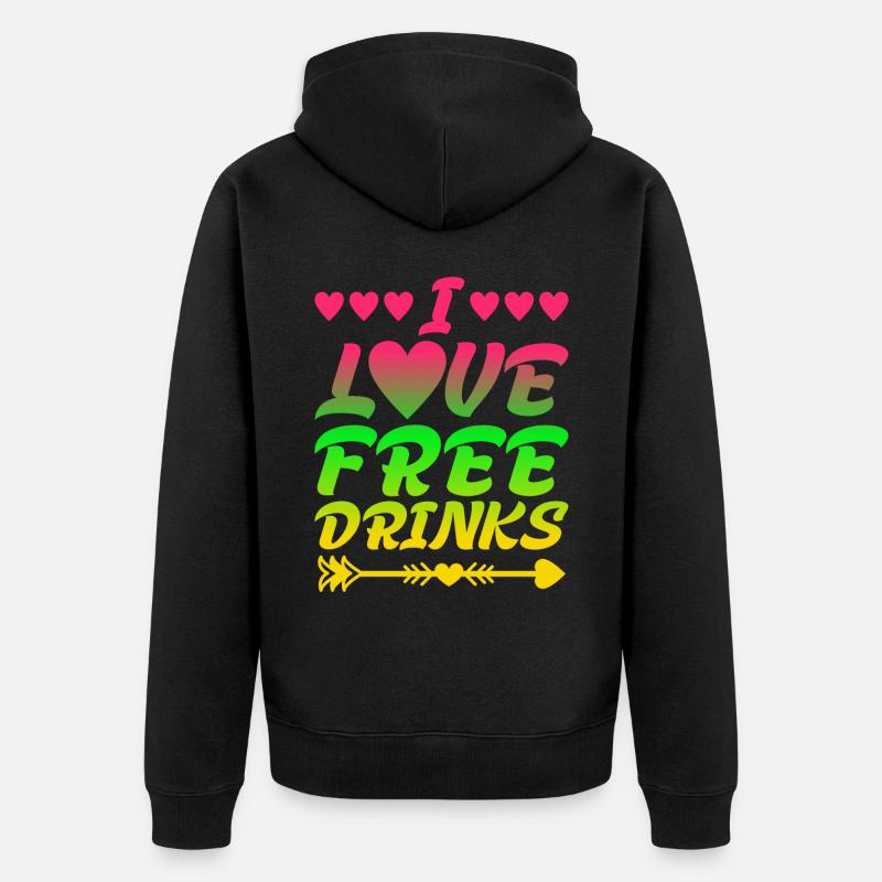 J’adore les boissons gratuites - Veste à capuche bio Premium Unisexe - noir