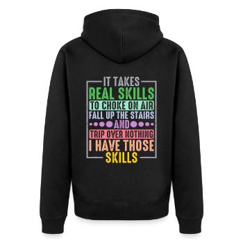 It Takes Real Skills To Choke On Air 8 - Unisex Premium Bio Zip Hoodie - Schwarz - Hinten - Nico (187cm)