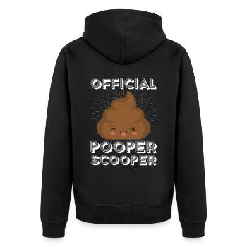 Official Pooper Scooper 19 - Unisex Premium Bio Zip Hoodie - Schwarz - Hinten - Nico (187cm)