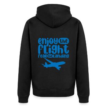 Enjoy The Flight Fear The Landing 4 - Unisex Premium Bio Zip Hoodie - Schwarz - Hinten - Nico (187cm)