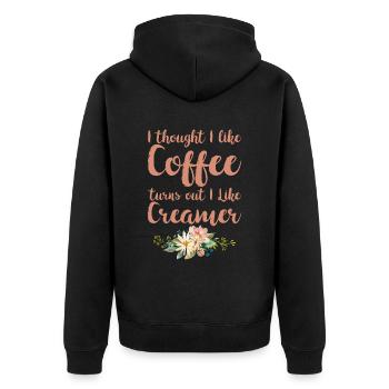 I Thought I Like Coffee Turns Out I Like Creamer 2 - Unisex Premium Organic Zip Hoodie - black - Back - Nico (187cm)