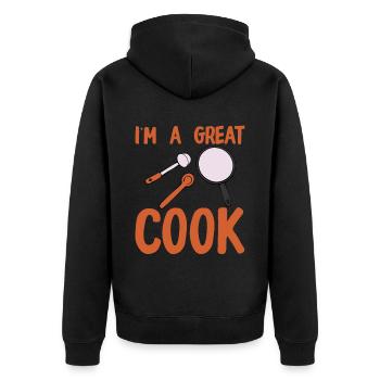I'm A Great Cook 4 - Unisex Premium Bio Zip Hoodie - Schwarz - Hinten - Nico (187cm)