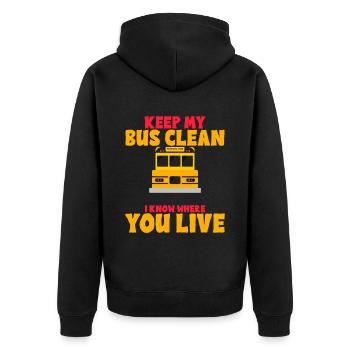 Garde mon bus propre, je sais où tu vis 2 - Veste à capuche bio Premium Unisexe - noir - Dos - Nico (187cm)