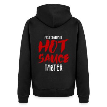 Professional Hot Sauce Taster 2 - Unisex Premium Bio Zip Hoodie - Schwarz - Hinten - Nico (187cm)