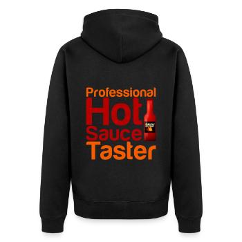 Professional Hot Sauce Taster 4 - Unisex Premium Bio Zip Hoodie - Schwarz - Hinten - Nico (187cm)