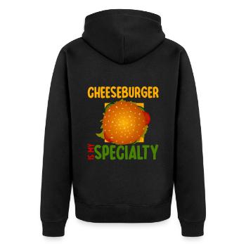Cheeseburger Is My Specialty 2 - Unisex Premium Organic Zip Hoodie - black - Back - Nico (187cm)