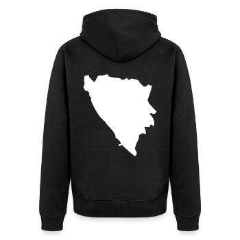 Drapeau de carte de Bosnie-Herzégovine - Veste à capuche bio Premium Unisexe - noir - Dos - Nico (187cm)
