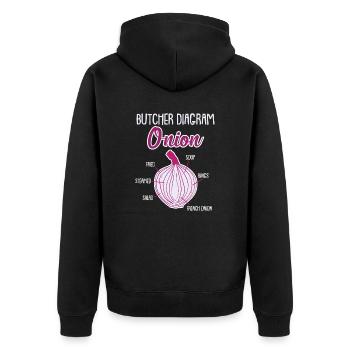 Onion Anatomy Veggies - Unisex Premium Organic Zip Hoodie - black - Back - Nico (187cm)