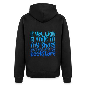 Vous finirez à la librairie - Veste à capuche bio Premium Unisexe - noir - Dos - Nico (187cm)