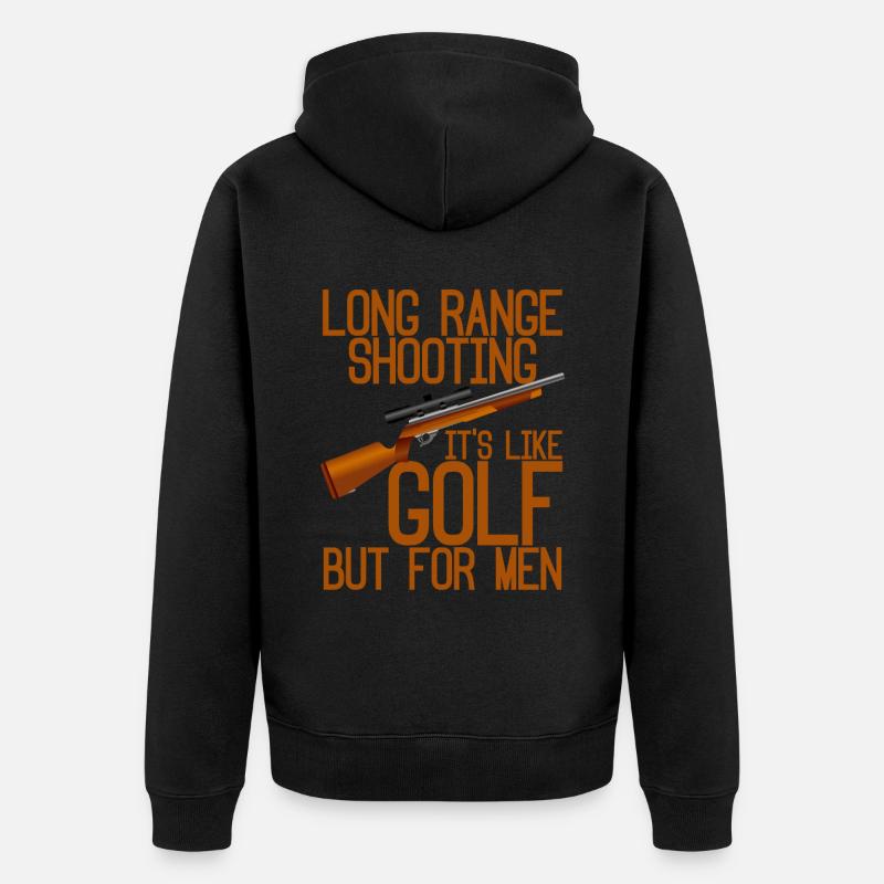 Long Range Shooting, It's Like Golf But For Men 4 - Unisex Premium Bio Zip Hoodie - Schwarz