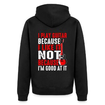 I Play Guitar Because I Like It 2 - Unisex Premium Bio Zip Hoodie - Schwarz - Hinten - Nico (187cm)