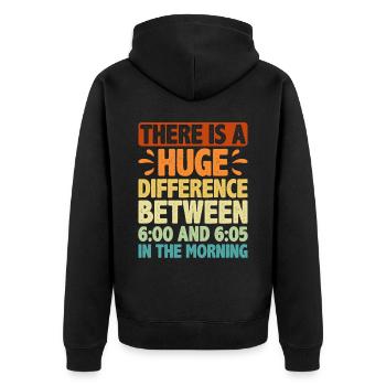 There is a difference between 6:00 and 6:05 2 - Unisex Premium Organic Zip Hoodie - black - Back - Nico (187cm)