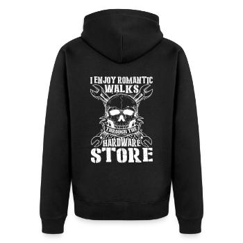 I Enjoy Romantic Walks Through Hardware Store 31 - Unisex Premium Organic Zip Hoodie - black - Back - Nico (187cm)