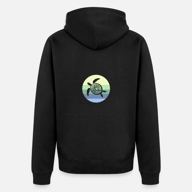 Schildkröte Retro - Unisex Premium Bio Zip Hoodie - Schwarz