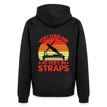 You Had Me At Feet In Straps 15 - Unisex Premium Organic Zip Hoodie - black - Back - Nico (187cm)