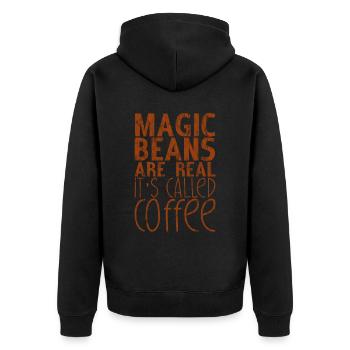 Magic Beans Are Real, It's Called Coffee 3 - Unisex Premium Organic Zip Hoodie - black - Back - Nico (187cm)