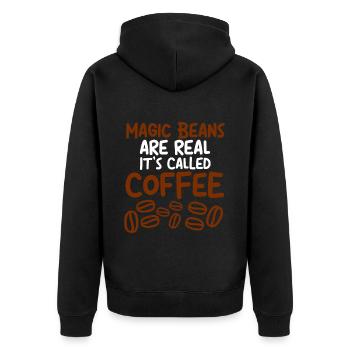 Magic beans are real, it's called coffee 4 - Unisex Premium Organic Zip Hoodie - black - Back - Nico (187cm)