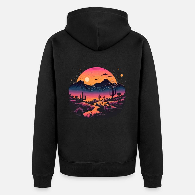 Synthwave Désert - Veste à capuche bio Premium Unisexe - noir