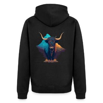 Yak coloré - Veste à capuche bio Premium Unisexe - noir - Dos - Nico (187cm)