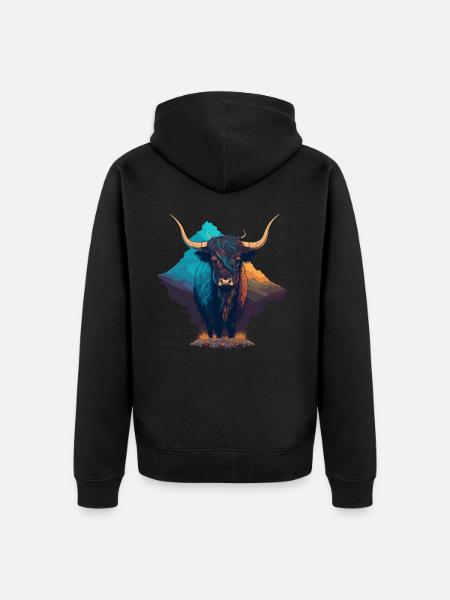 Bunte Yak - Unisex Premium Bio Zip Hoodie - Schwarz