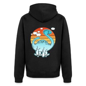 Brontosaurus dinosaure skateboard! - Veste à capuche bio Premium Unisexe - noir - Dos - Nico (187cm)