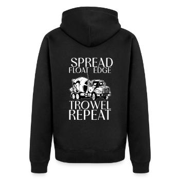 Spread Float Edge Trowel Repeat 4 - Unisex Premium Organic Zip Hoodie - black - Back - Nico (187cm)